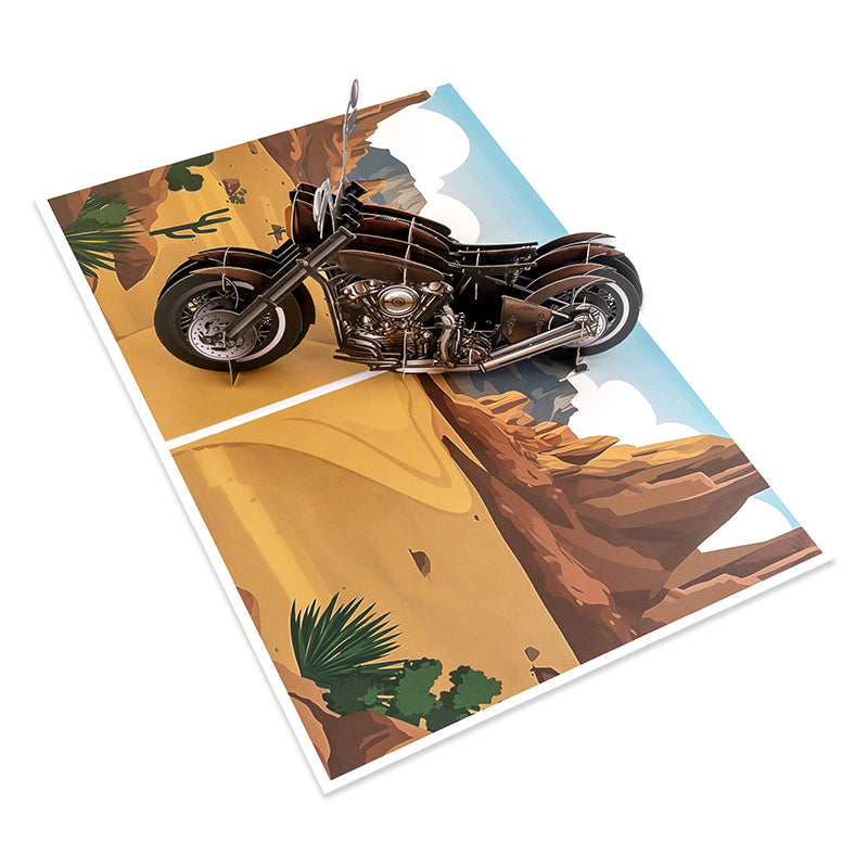 Road Rebel 3D Motorcycle Greeting Card - Birthday Anniversary Holidays Event