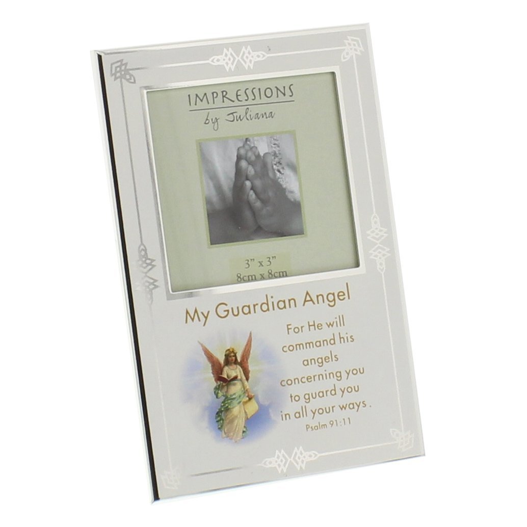 Silver Plated Guardian Angel Photo Frame 3" x 3" Christening All Occasion New Gift