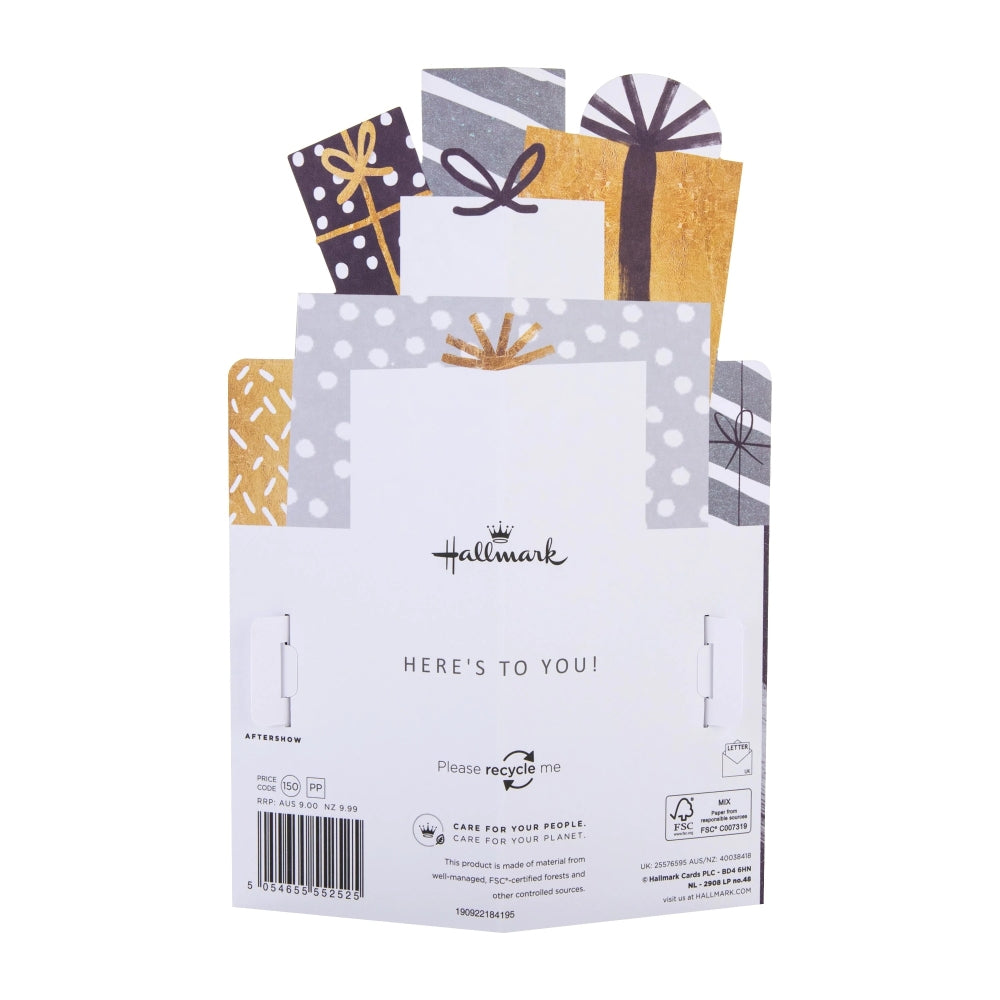 3D Pop Up Grey & Gold Presents Design Any Occasion Celebration Open Card