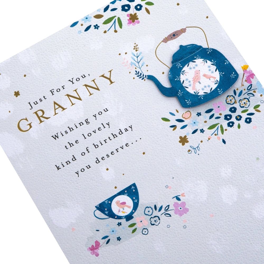 Kettle & Tea Design Granny Birthday Card