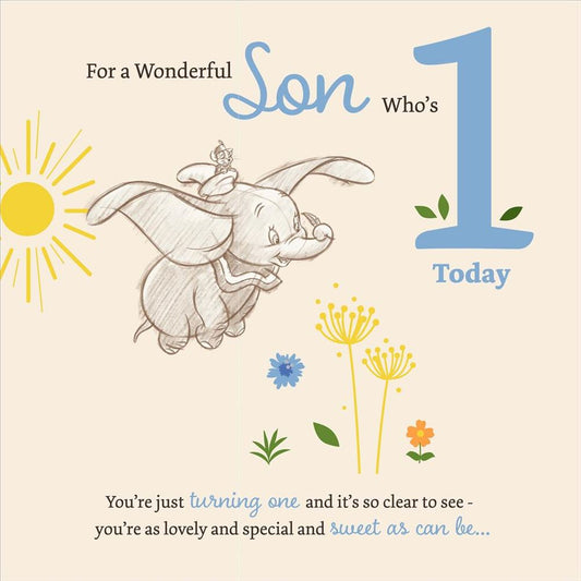 Disney Dumbo Design Age 1 Son Birthday card