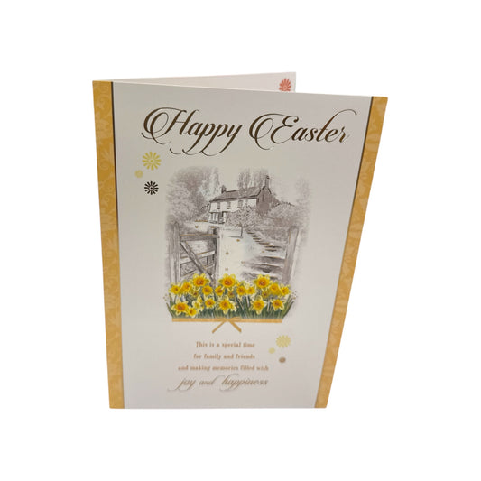 Joy And Happiness Yellow Flowers Design Easter Card