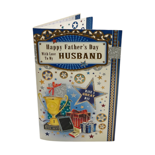 To My Husband Trophy And Gift Design Father's Day Boxed Card