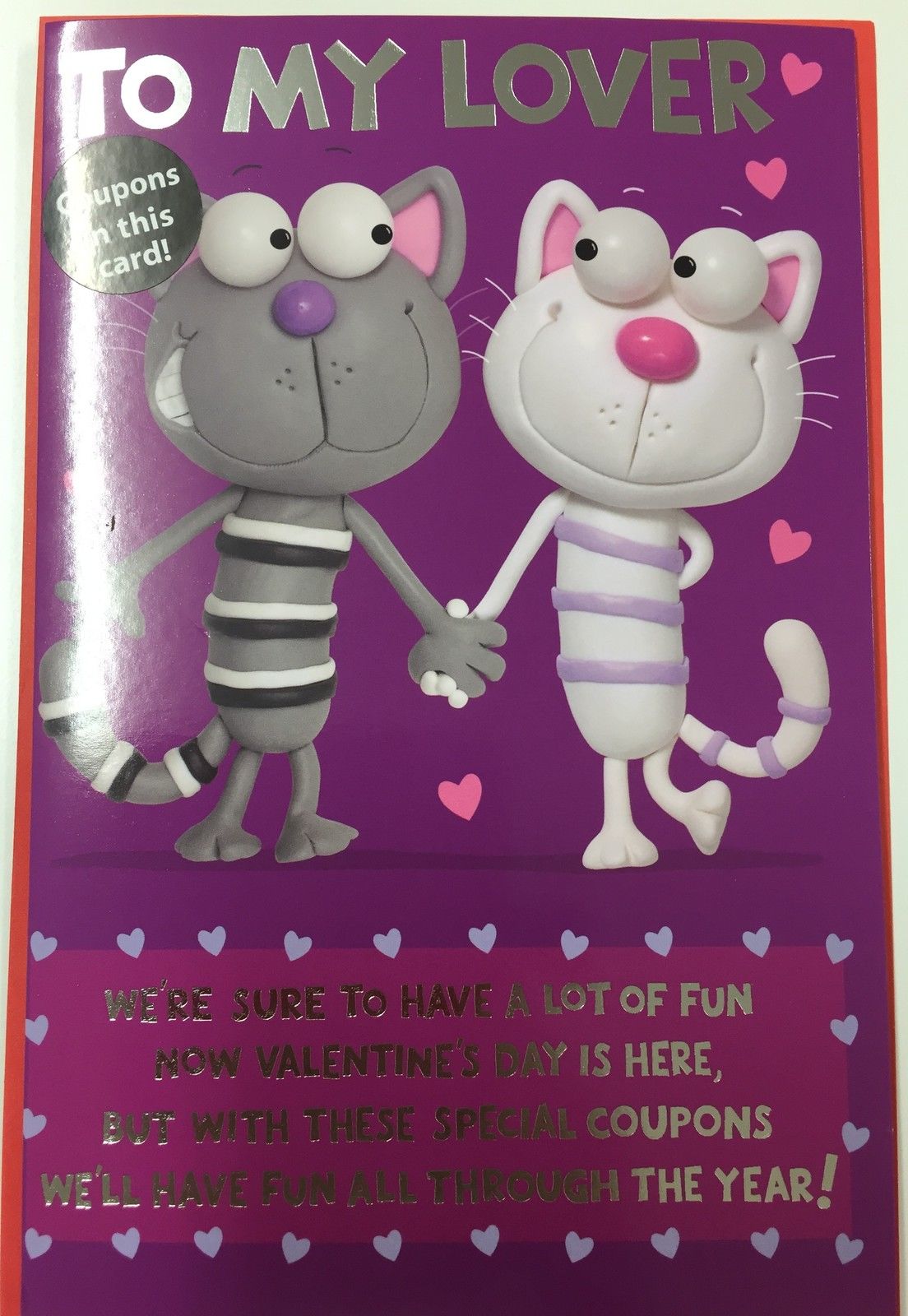 To My Lover Humour Valentine's Day Greeting Card With Love Tokens 