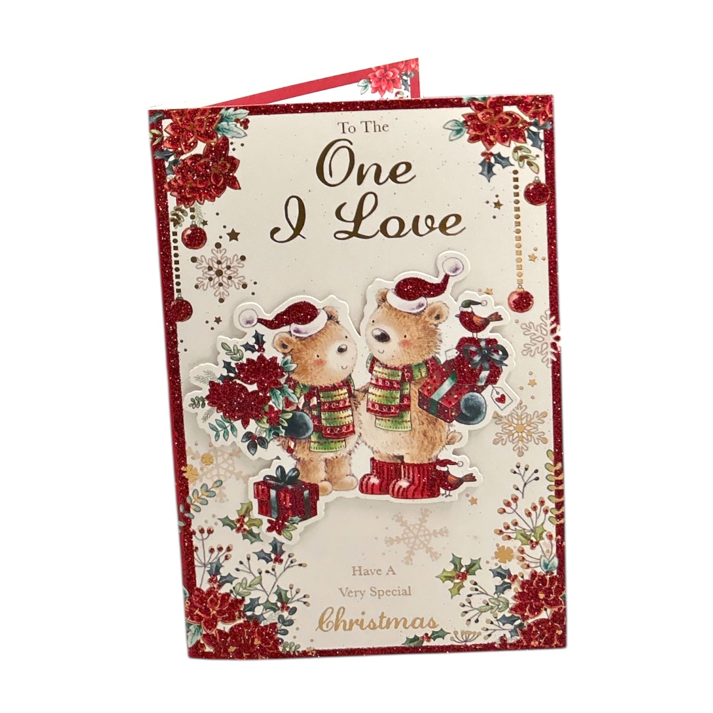 To The One I Love Winter Bears with Gifts Christmas Card