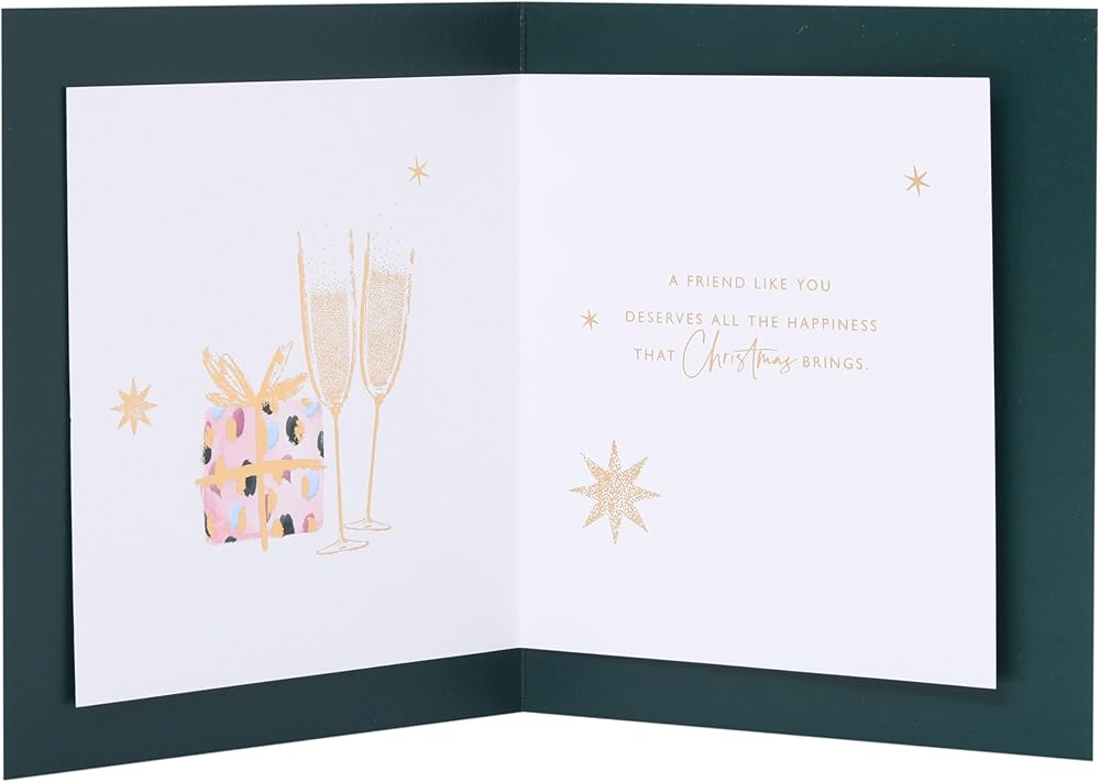 Chamagne Flutes & Present Friend Christmas Card