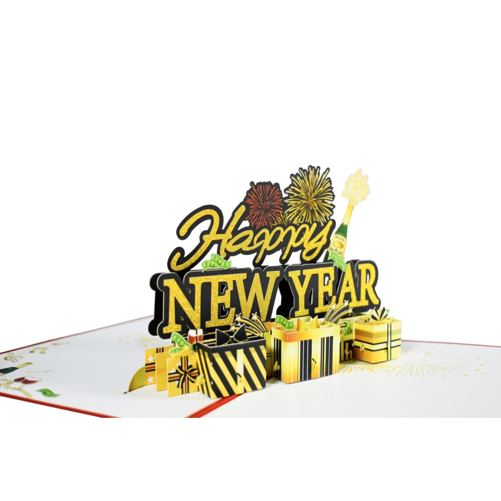Fireworks & Champagne New Year Blast Pop Up Greeting Card