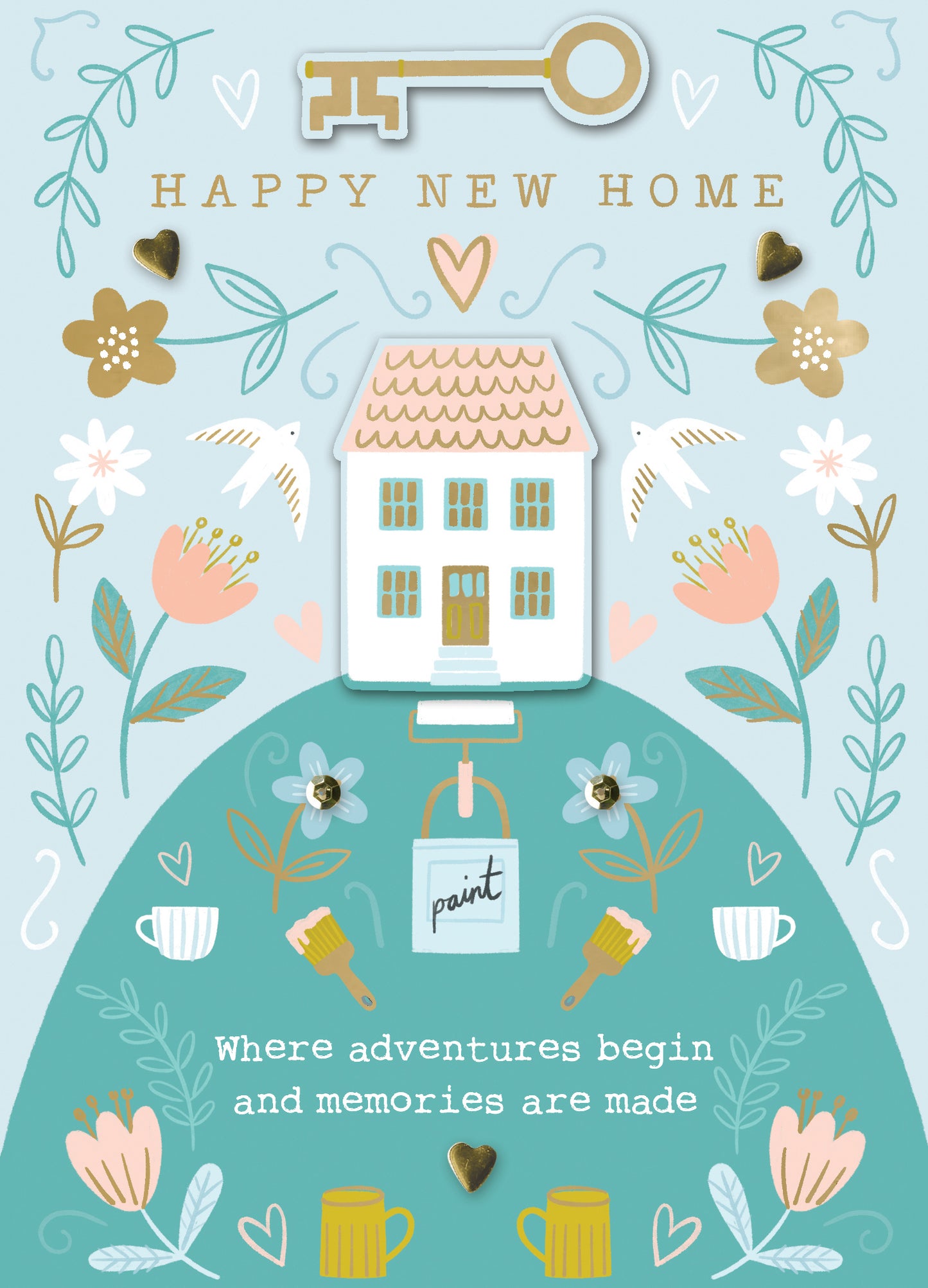Happy New Home Hilltop Happiness! Hand-Finished New Home Card