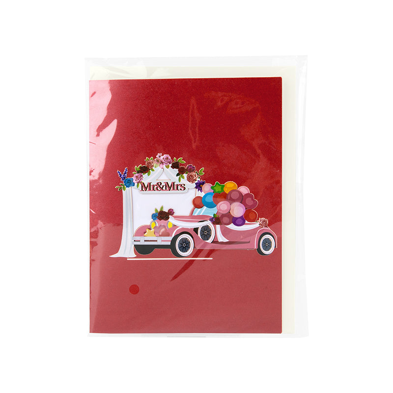 MR & MRS Rose Wedding Wishes Pop Up Greeting Card Hidden Gift Card Slot
