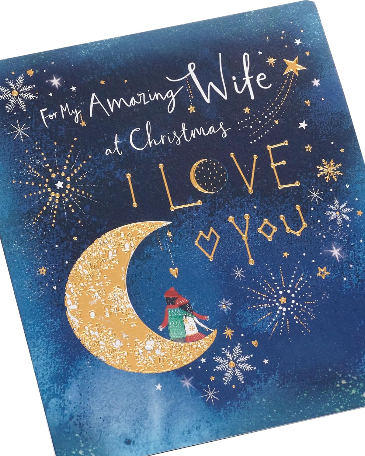 Moon Design Wife I Love You Christmas Card
