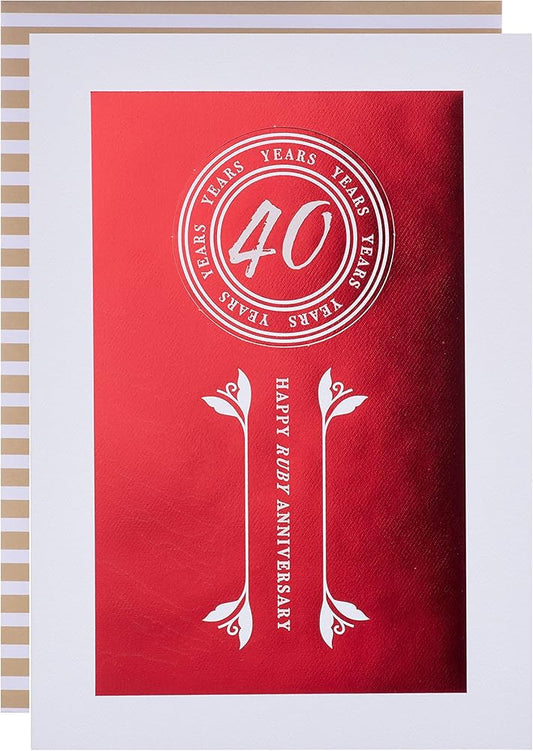 Classic Text Based Design 40 Years Ruby Anniversary Card