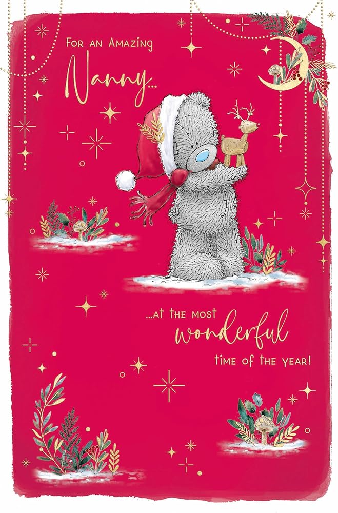 Bear And Toy Reindeer Amazing Nanny Christmas Card