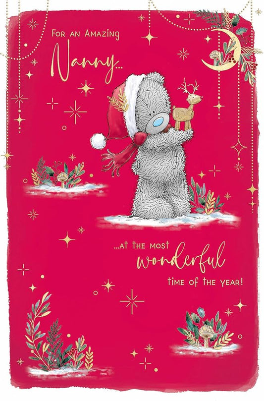 Bear And Toy Reindeer Amazing Nanny Christmas Card