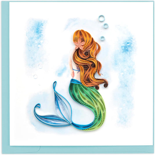 Quilling Magical Mermaid Princess Swimming Hand-Finished Art Card Frameable Art