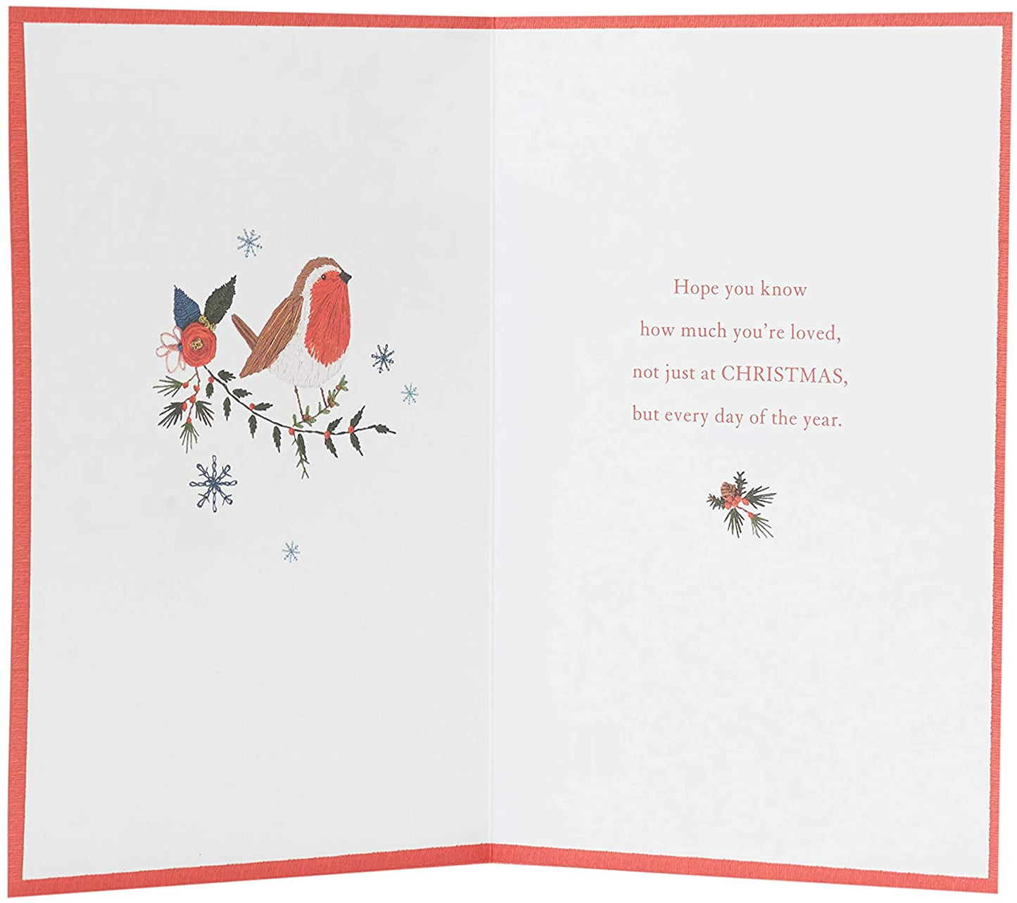 Special Gran Floral Design Embroidery Hand Finished Christmas Card