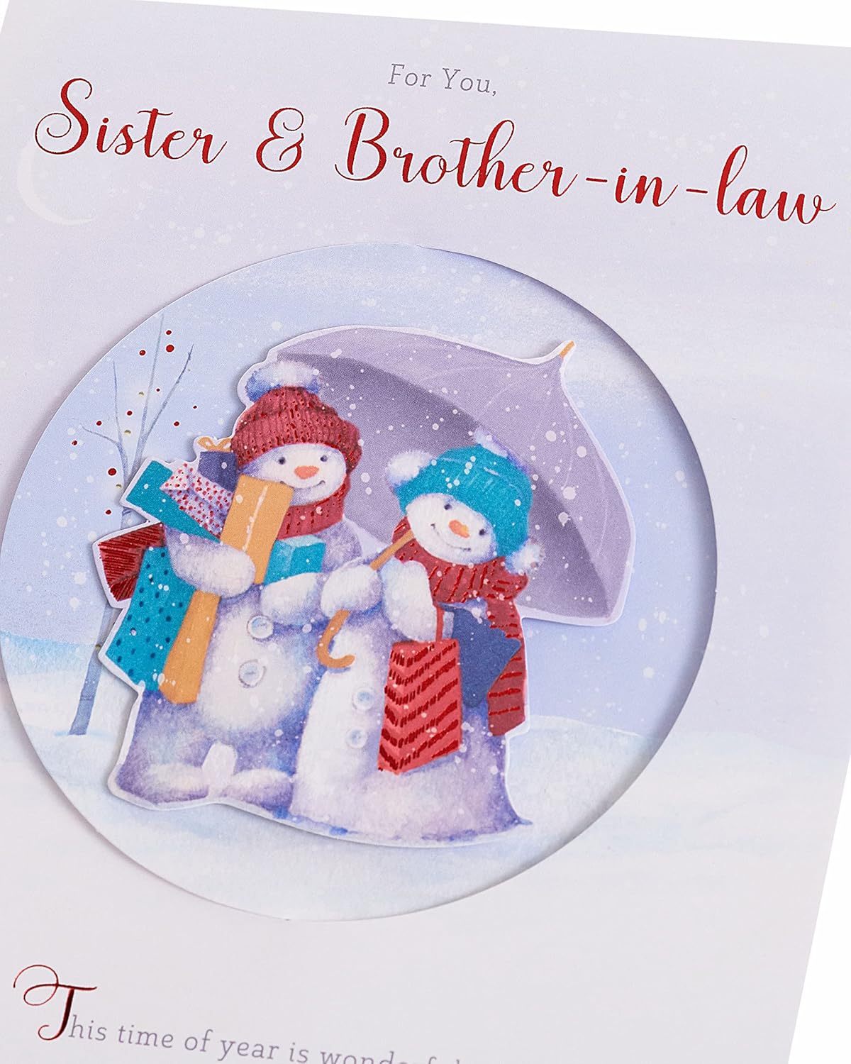 Snow Couple Design Sister & Brother-In-Law Christmas Card