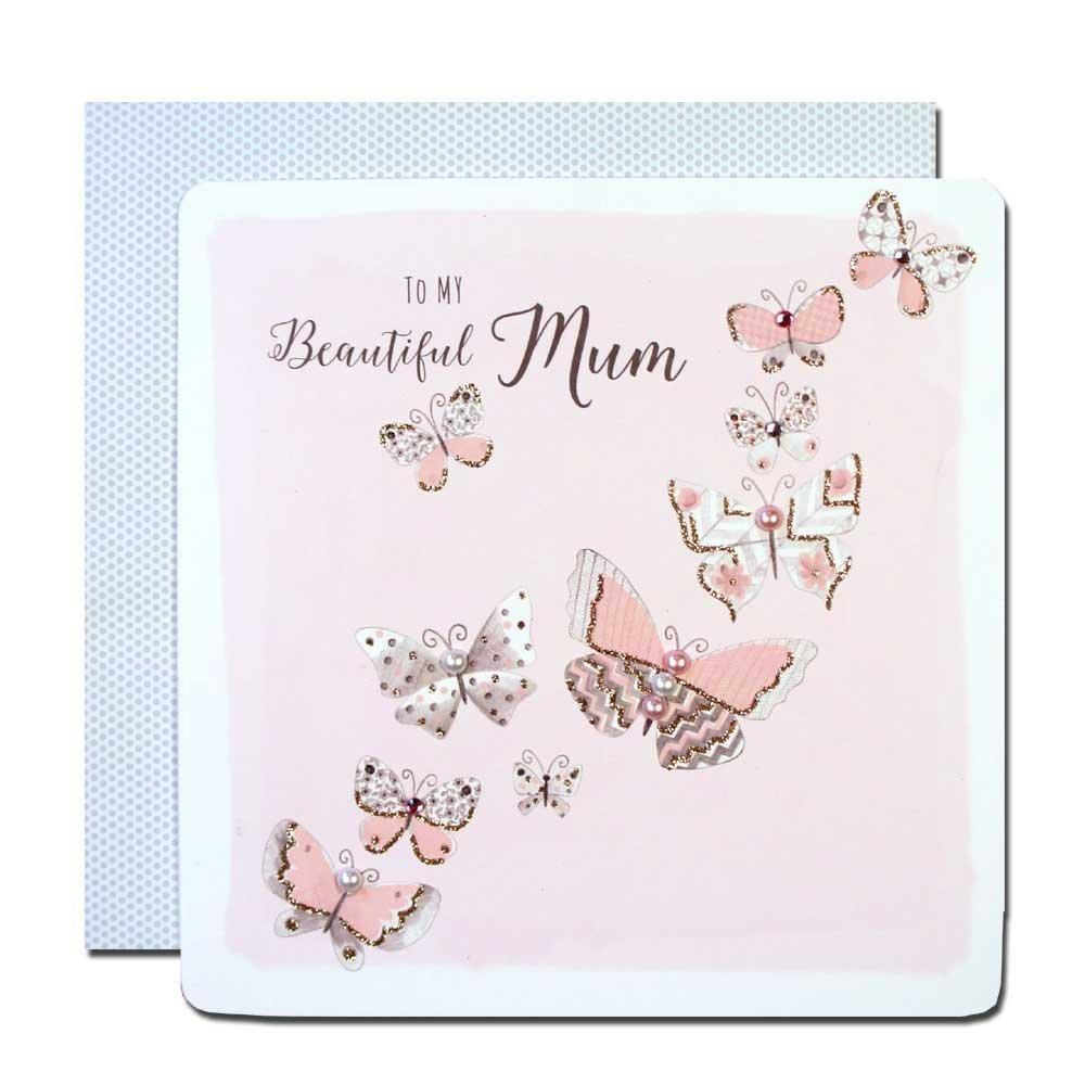 Beautiful Mum Handmade Luxury Crystals & Glitter Mother's Day Card
