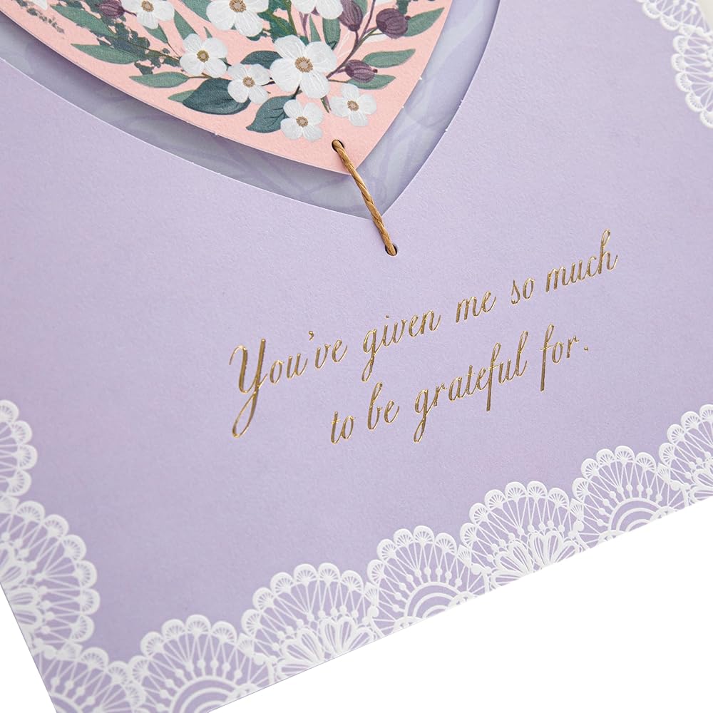 Traditional Illustrated Floral Heart Design Luxury Boxed Mum Birthday, Mother's Day Card