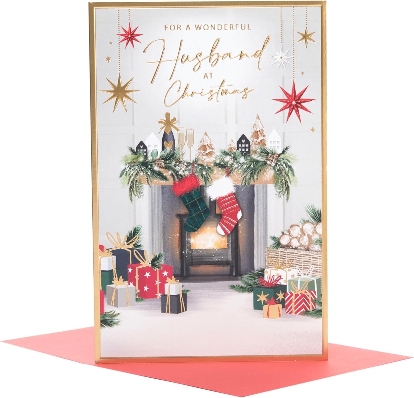 Cosy Fireplace Design Husband Christmas Card