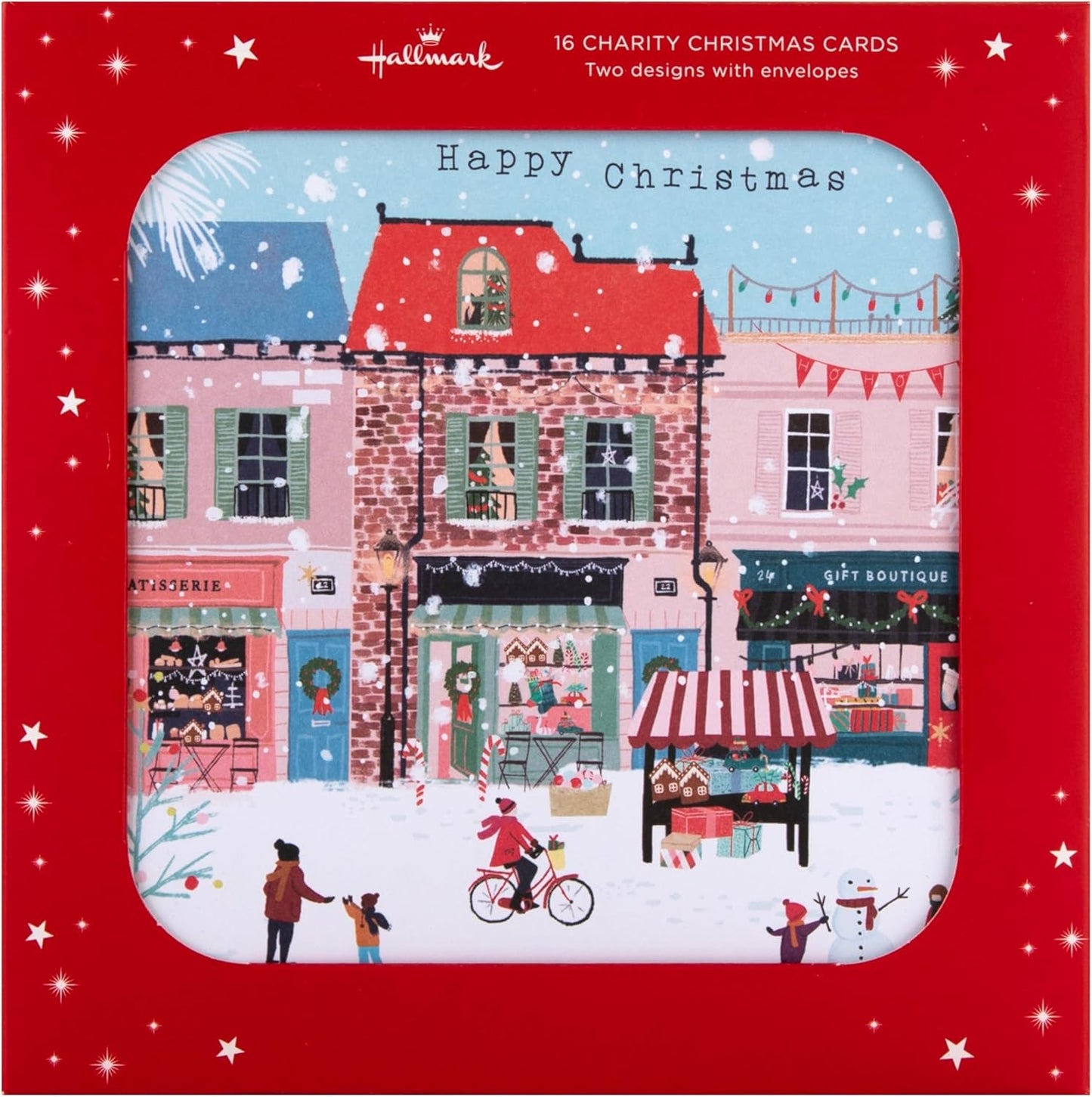 Street Scene & Snow Globe Pack of 16, 2 Designs Multipack Charity Christmas Cards