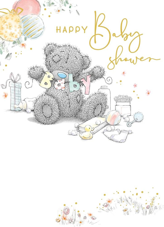 Bear With Garland 'Happy Baby Shower' Card