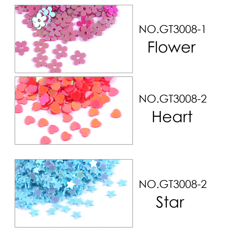 Pack of 12 Assorted Colors Cosmetic Puff Heart Shape Glitter 7g