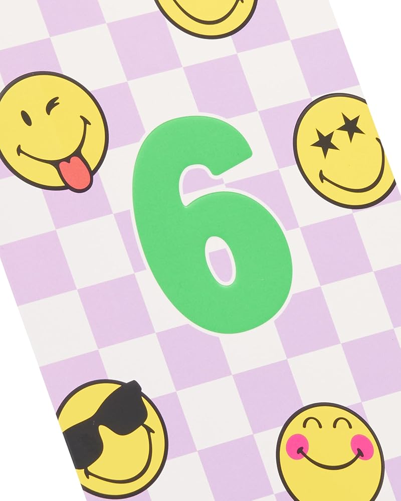 Smiley Silver Foil Design 6th Birthday Card