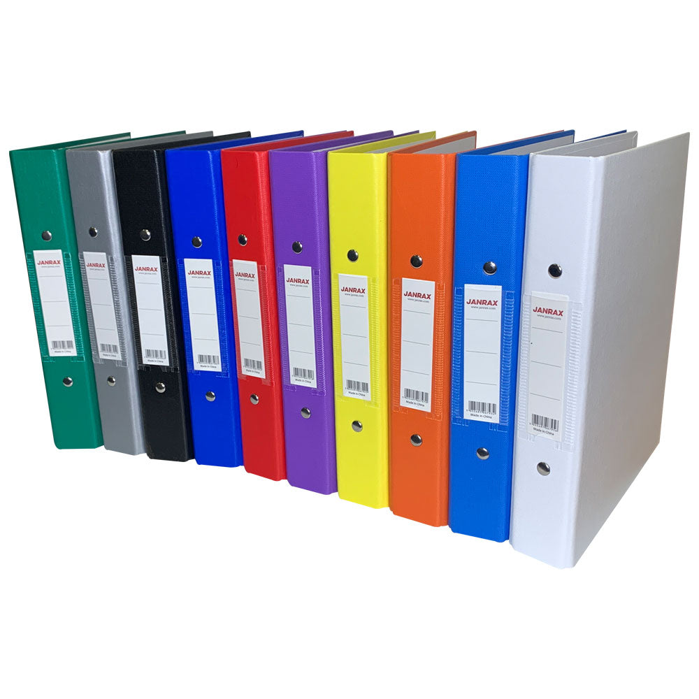 Pack of 5 A5 Grey Paper Over Board Ring Binders by Janrax