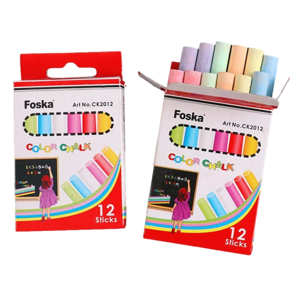 Box of 12 Assorted Coloured Chalk Sticks - Blackboard– Shop Inc