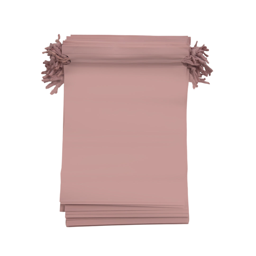 Pack of 50 Pale Pink Coloured 21x29cm PEVA Frosted Drawstring Bags