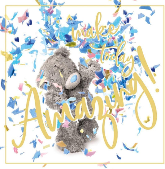 Bear Throwing Confetti Amazing 3D Effect Birthday Card
