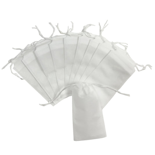 Pack of 50 White Coloured 19x10cm Non-Woven Drawstring Bags