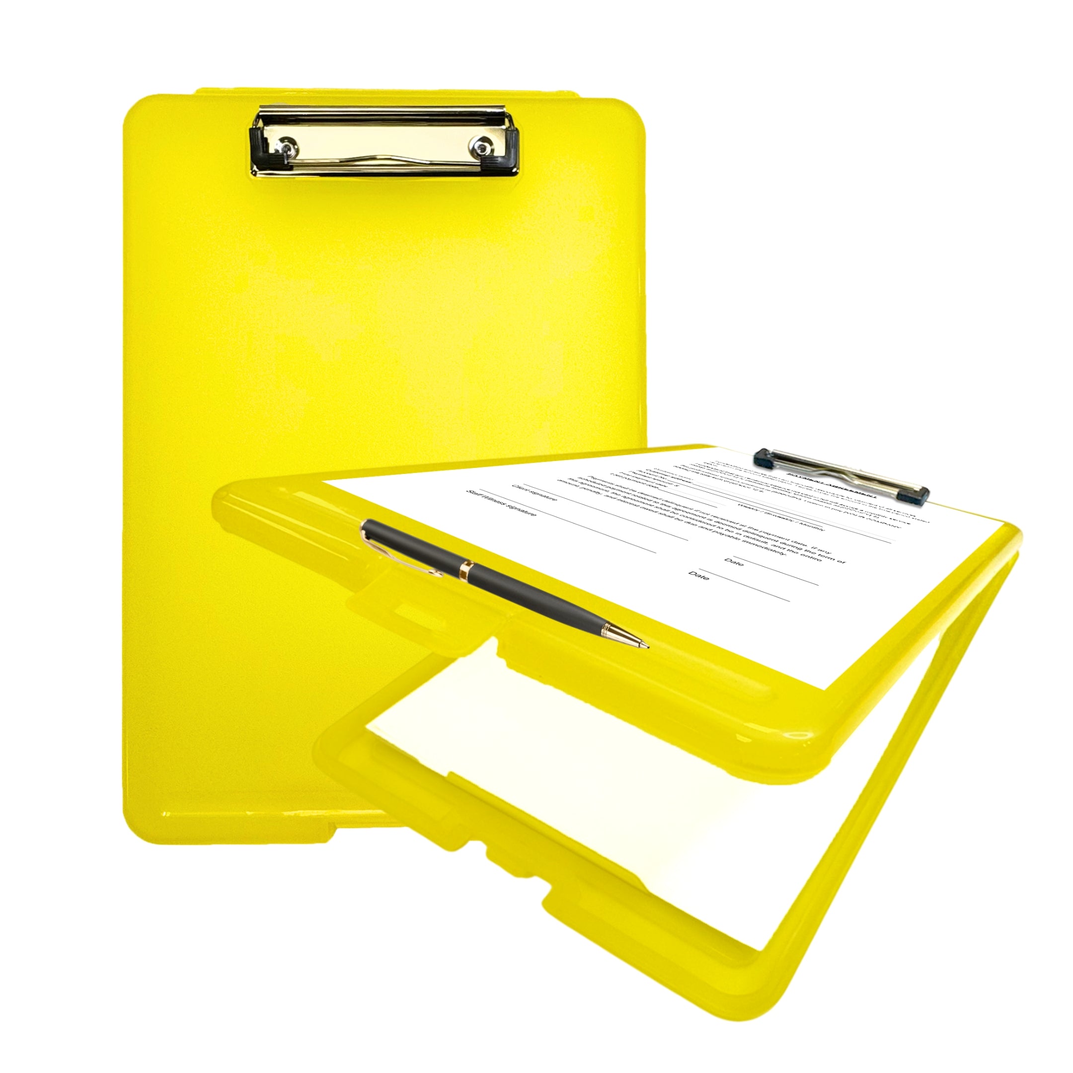 Pack of 2 A4 Yellow Clipboard Box Files - Storage Filing Case– Shop Inc