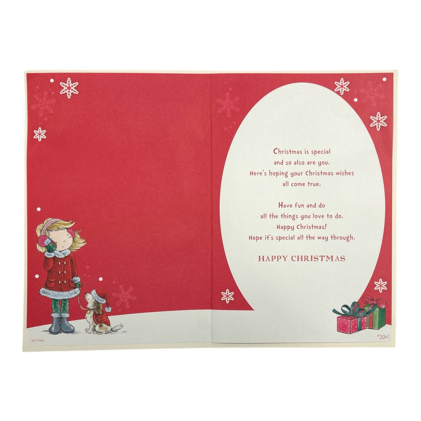Especially For You Santa Pup & Snowflakes Christmas Card With Badge