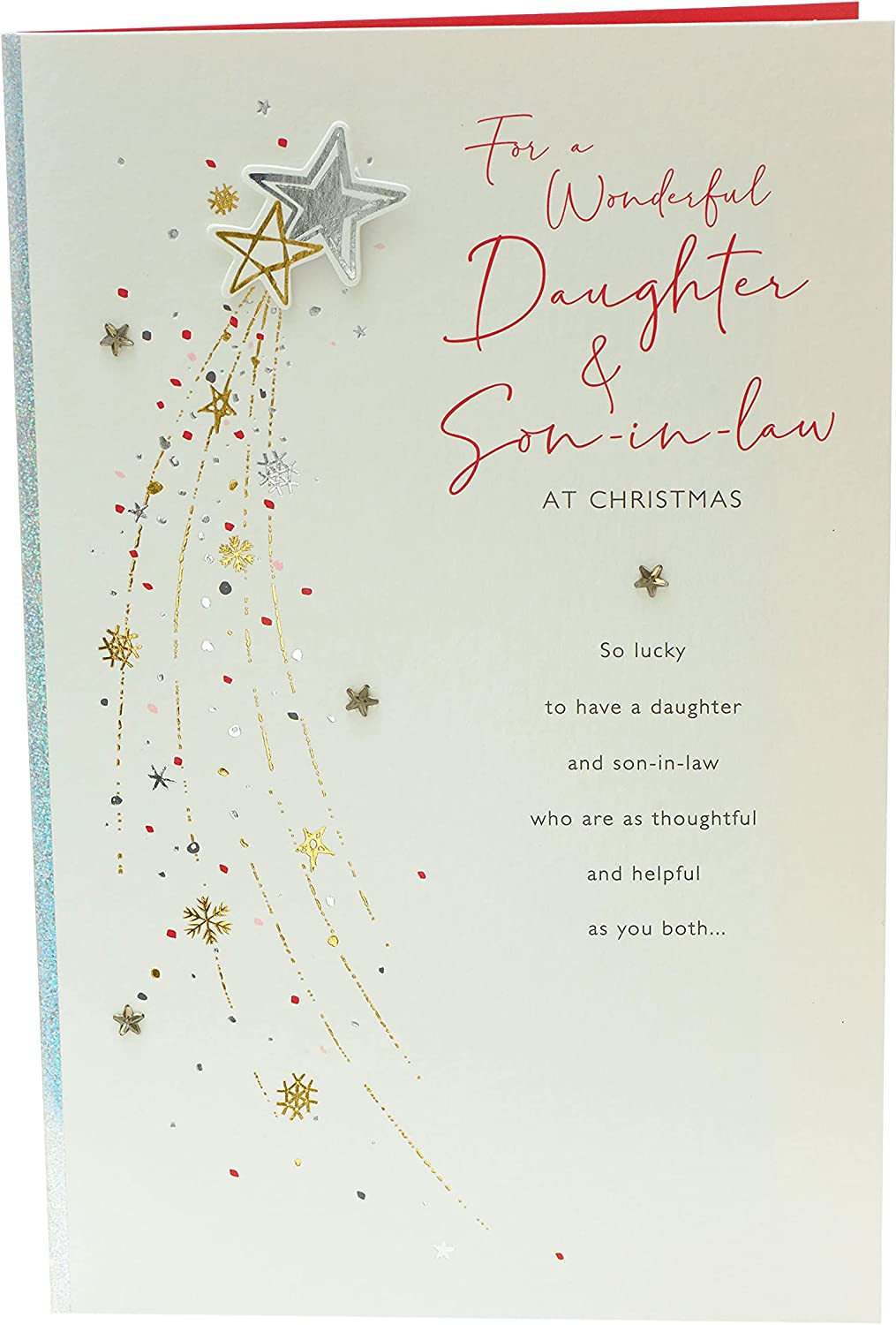 Daughter & Son-in-Law Christmas Card Starburst Dual Stars Design 