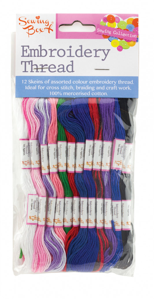 12 Assorted Embroidery Threads