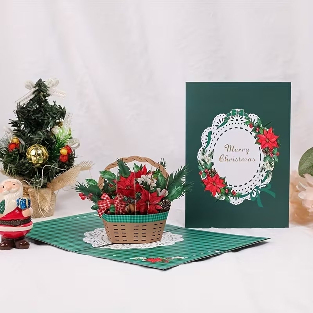 Poinsettia Wishes 3D Pop Up Delight Christmas Card