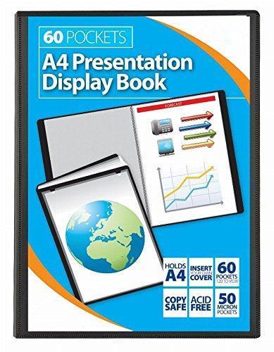 60 Pockets A4 Presentation Display Black Book