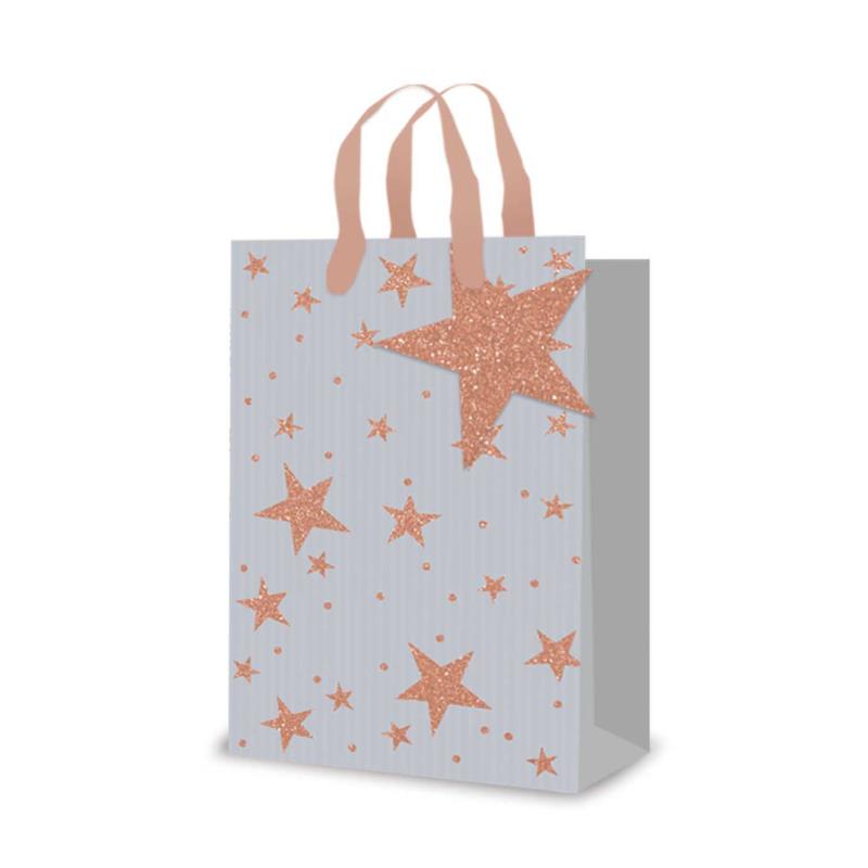 Grey Christmas Perfume Size Gift Bag With Star Design 