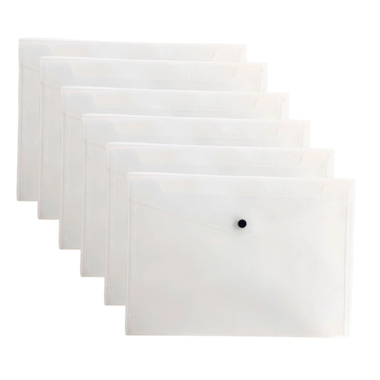 Pack of 20 Janrax A4 Clear Document Wallets - Button Stud Folder