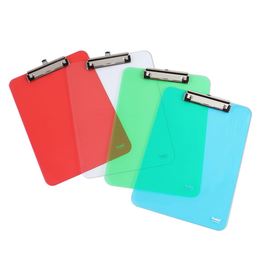 Pack of 8 A4 Coloured Translucent Clipboard Writing Board with cm/Inch Engraved Ruler