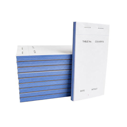 Pack of 10 95mm x 165mm White NCR Carbonless Triplicate Restaurant Service Pads