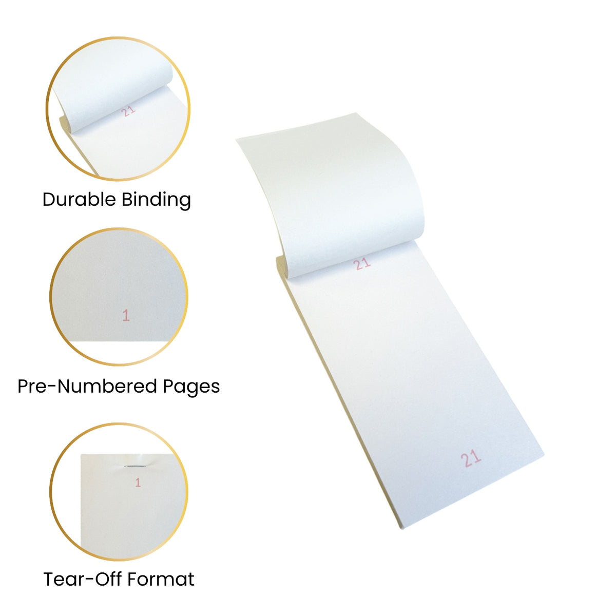 Pack of 50 63mm x 127mm Plain White Numbered Service Pads