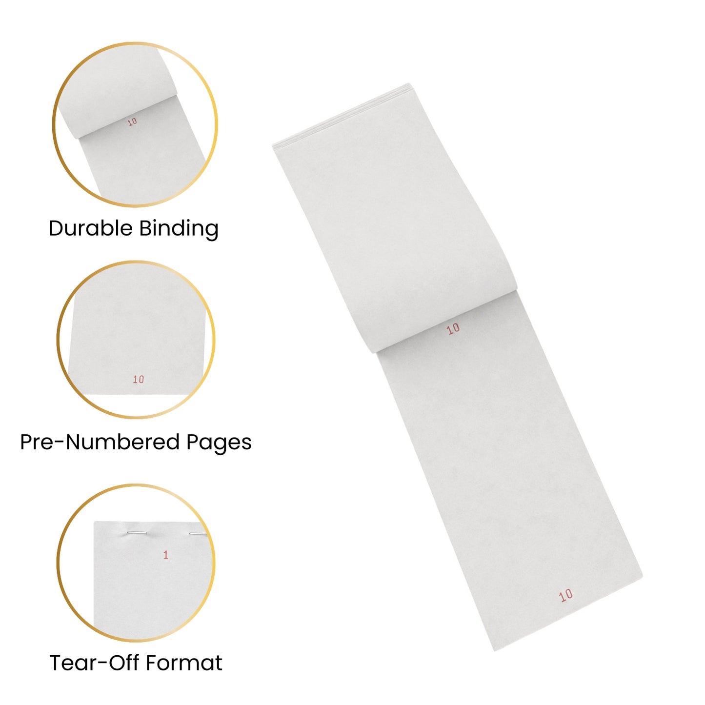 Pack of 10 76mm x 140mm Plain White Numbered Service Pads