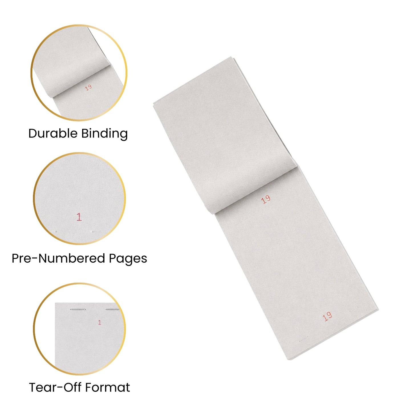 Pack of 10 95mm x 165mm Plain White Numbered Service Pads
