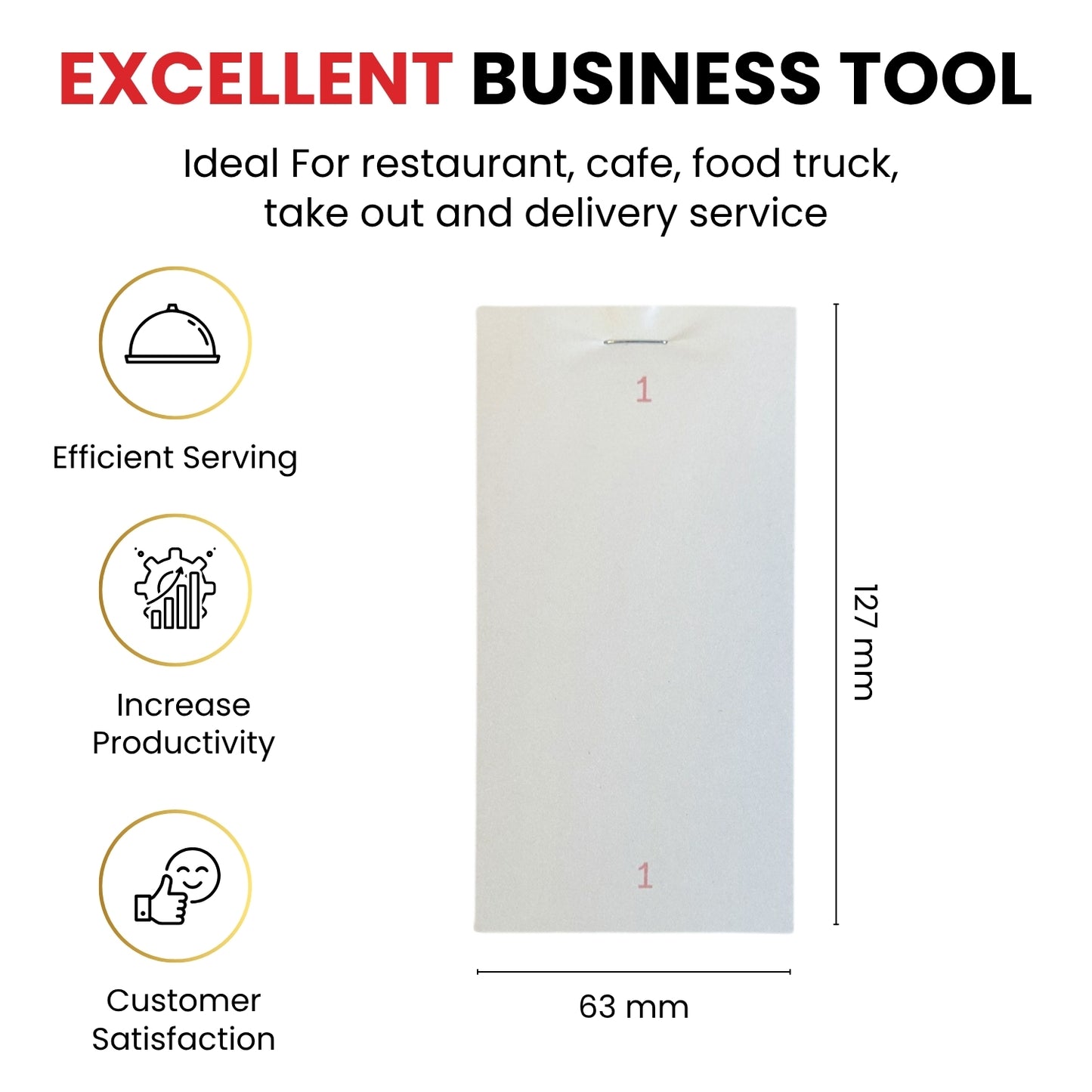 Pack of 10 63mm x 127mm Plain White Numbered Service Pads