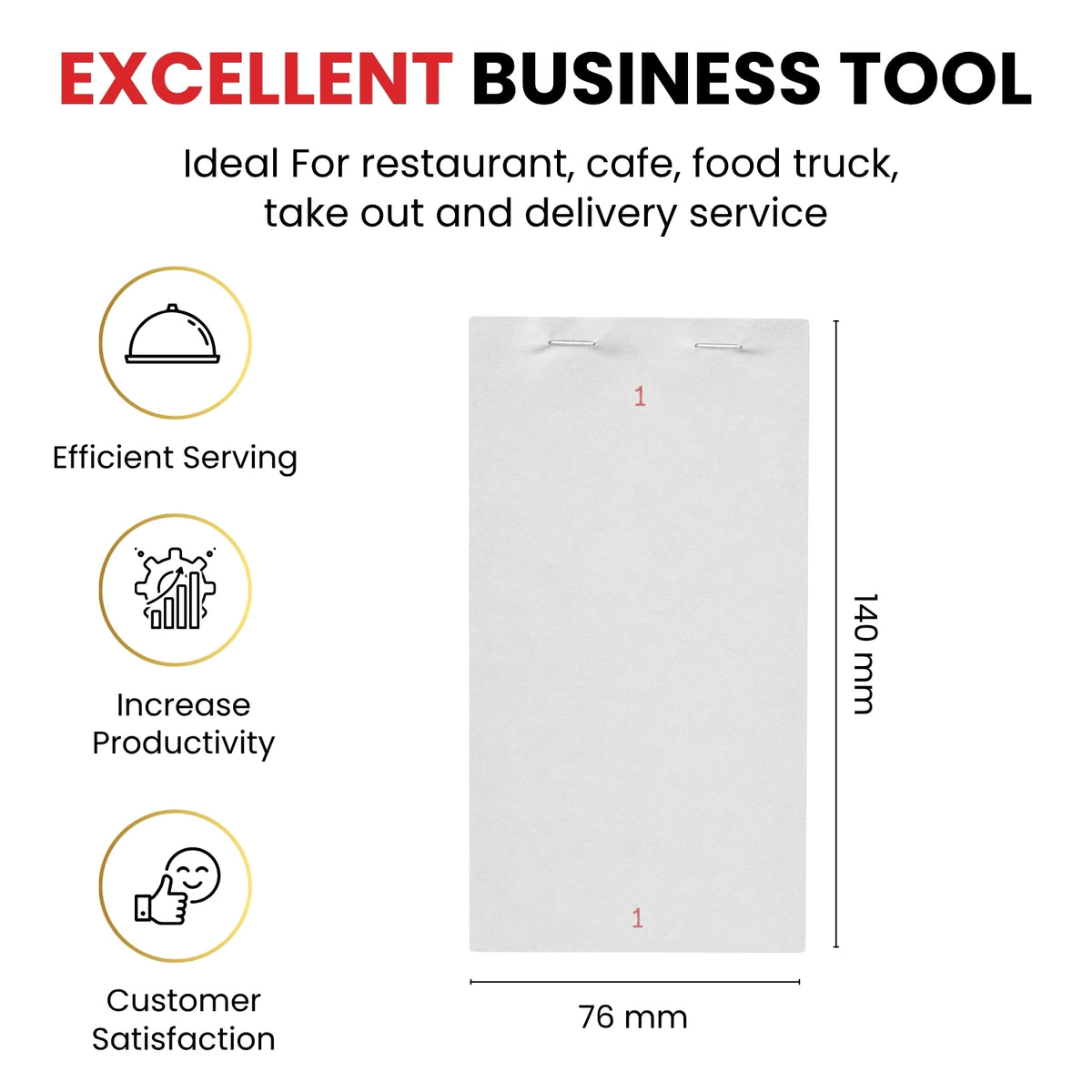 Pack of 50 76mm x 140mm Plain White Numbered Service Pads