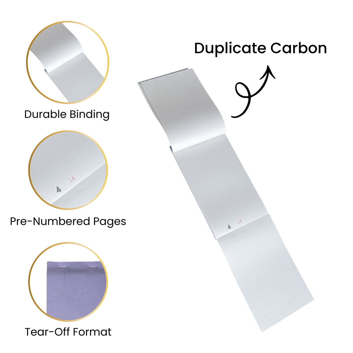 Pack of 50 95mm x 170mm White Duplicate with Carbon Restaurant Service Pads