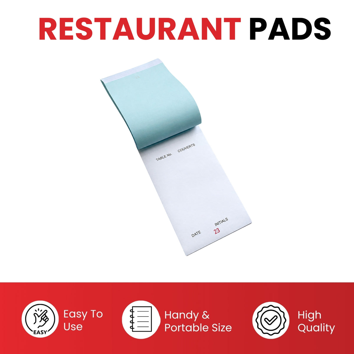 Pack of 50 95mm x 165mm White Duplicate NCR Restaurants Service Pads