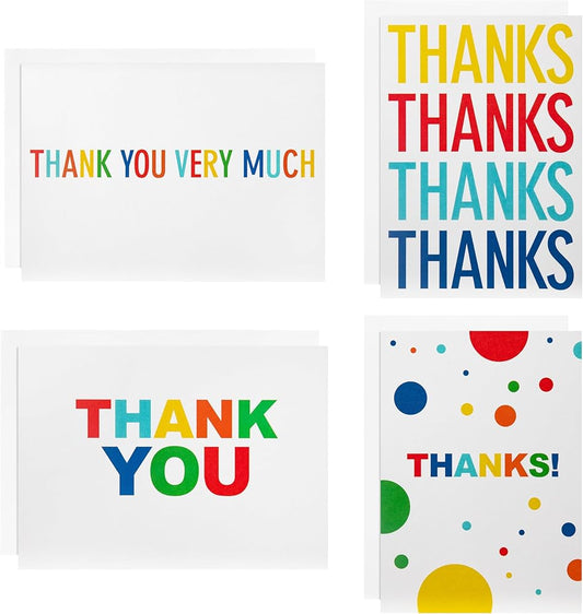 Colouring Lettering Design Pack of 48 in 4 Designs Thank You Cards